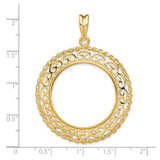 27 mm 14k Yellow Gold coin bezel pendant for US $10 Indian Head Eagle — size reference (ruler)