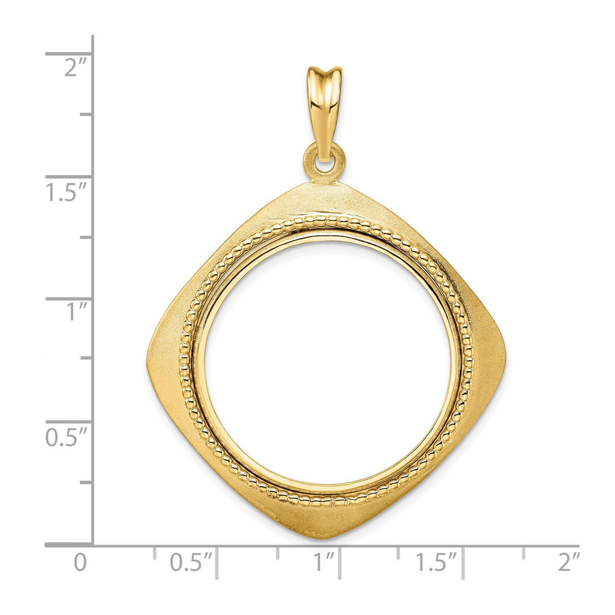 27 mm 14k Yellow Gold coin bezel pendant for US $10 Indian Head Eagle — size reference (ruler)