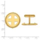 22 mm 14k Yellow Gold coin bezel cuff links for US $5 Indian Head Half Eagle — size reference (ruler)