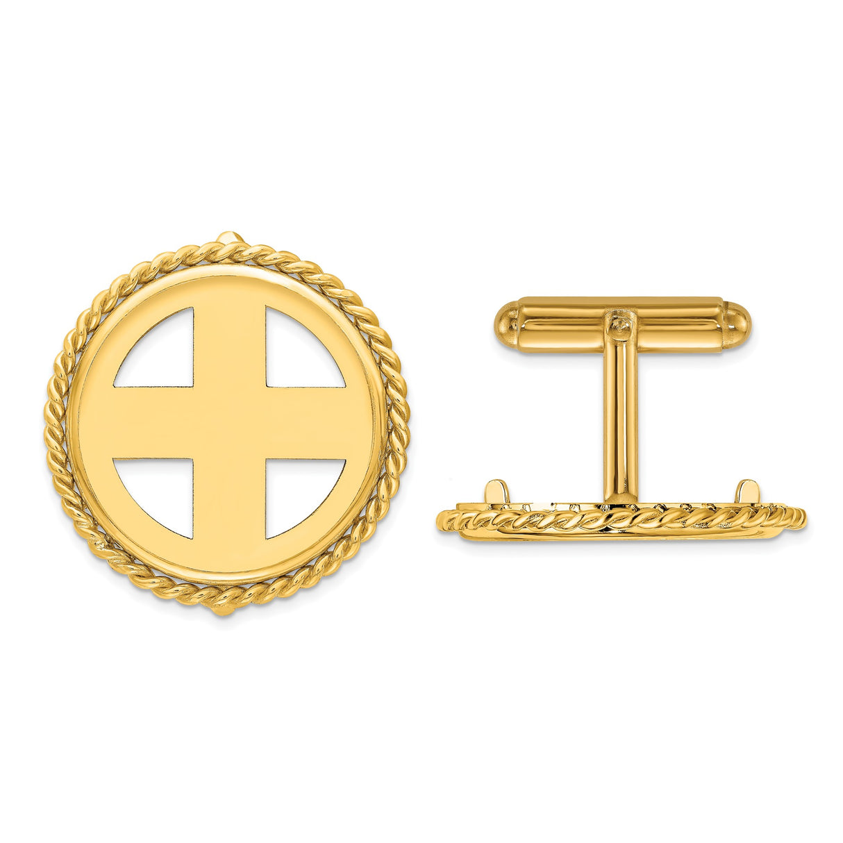 22 mm 14k Yellow Gold coin bezel cuff links for US $5 Indian Head Half Eagle