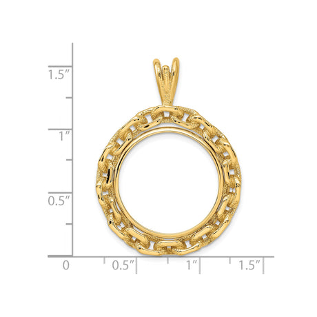 22 mm 14k Yellow Gold coin bezel pendant for US $5 Indian Head Half Eagle — size reference (ruler)