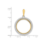 22 mm 14k Multi-Tone Gold coin bezel pendant for US $5 Indian Head Half Eagle — size reference (ruler)