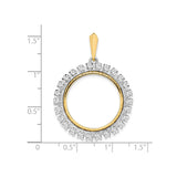 22 mm 14k Multi-Tone Gold coin bezel pendant for US $5 Indian Head Half Eagle — size reference (ruler)