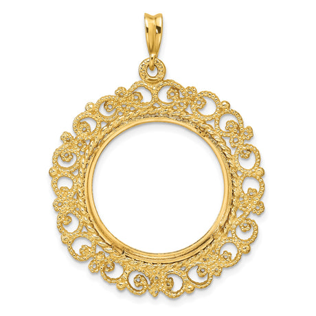 22 mm 14k Yellow Gold coin bezel pendant for US $5 Indian Head Half Eagle — additional image