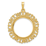 22 mm 14k Yellow Gold coin bezel pendant for US $5 Indian Head Half Eagle