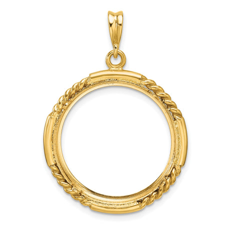22 mm 14k Yellow Gold coin bezel pendant for US $5 Indian Head Half Eagle — additional image