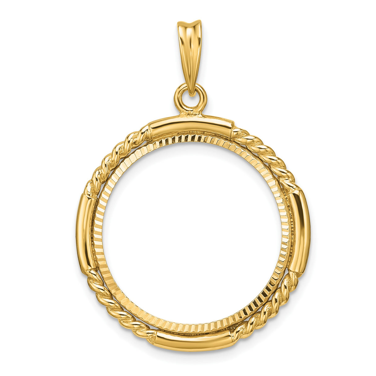 22 mm 14k Yellow Gold coin bezel pendant for US $5 Indian Head Half Eagle