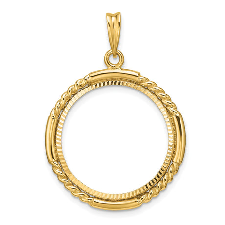 22 mm 14k Yellow Gold coin bezel pendant for US $5 Indian Head Half Eagle