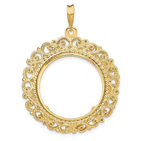 22 mm 14k Yellow Gold coin bezel pendant for US $5 Indian Head Half Eagle