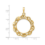 22 mm 14k Yellow Gold coin bezel pendant for US $5 Indian Head Half Eagle — size reference (ruler)