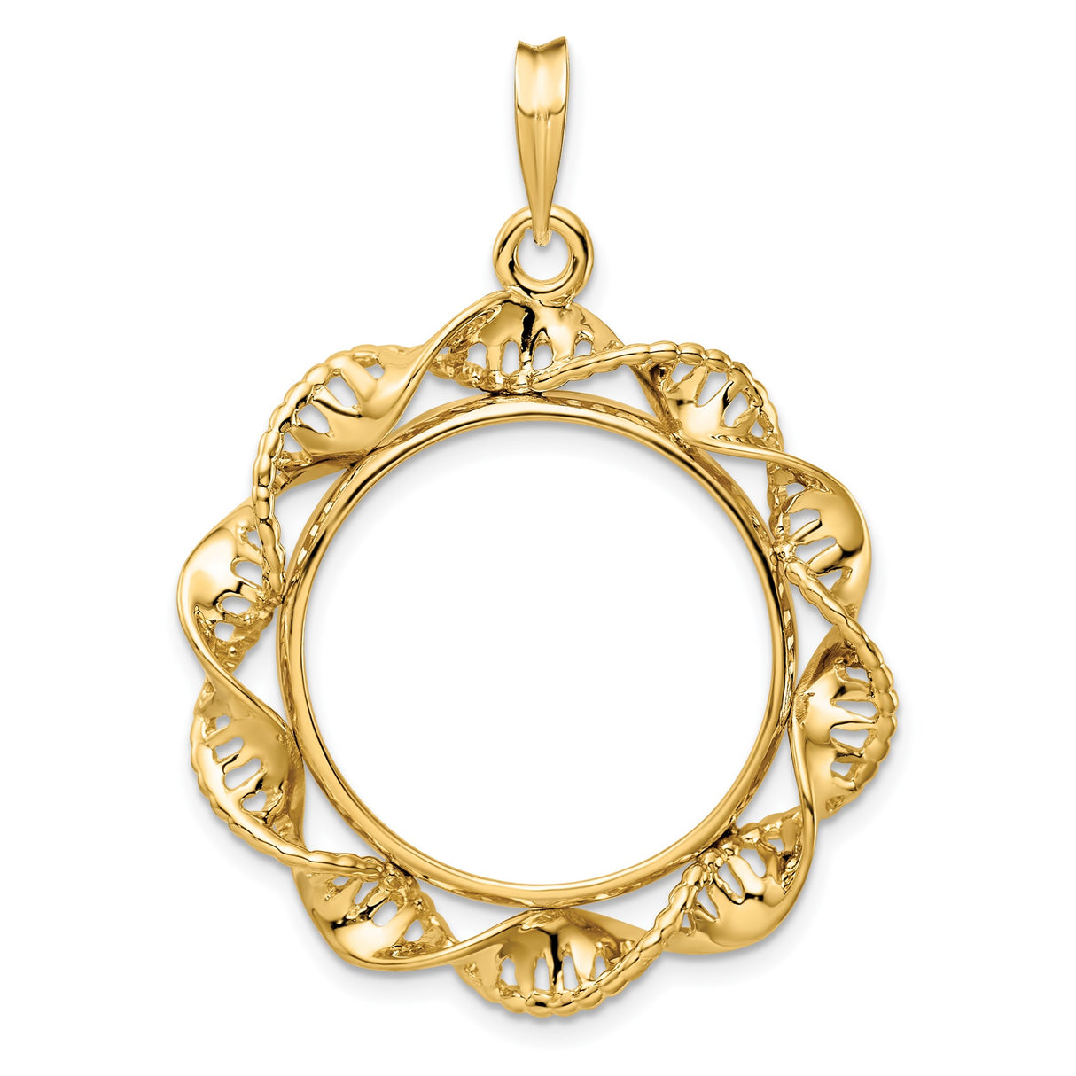 22 mm 14k Yellow Gold coin bezel pendant for US $5 Indian Head Half Eagle