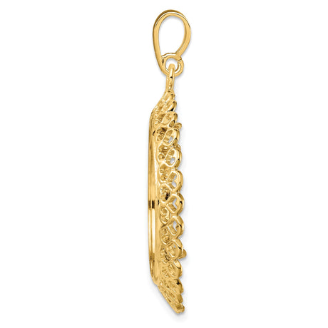 22 mm 14k Yellow Gold coin bezel pendant for US $5 Indian Head Half Eagle — alternate view