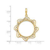 22 mm 14k Yellow Gold coin bezel pendant for US $5 Indian Head Half Eagle — size reference (ruler)