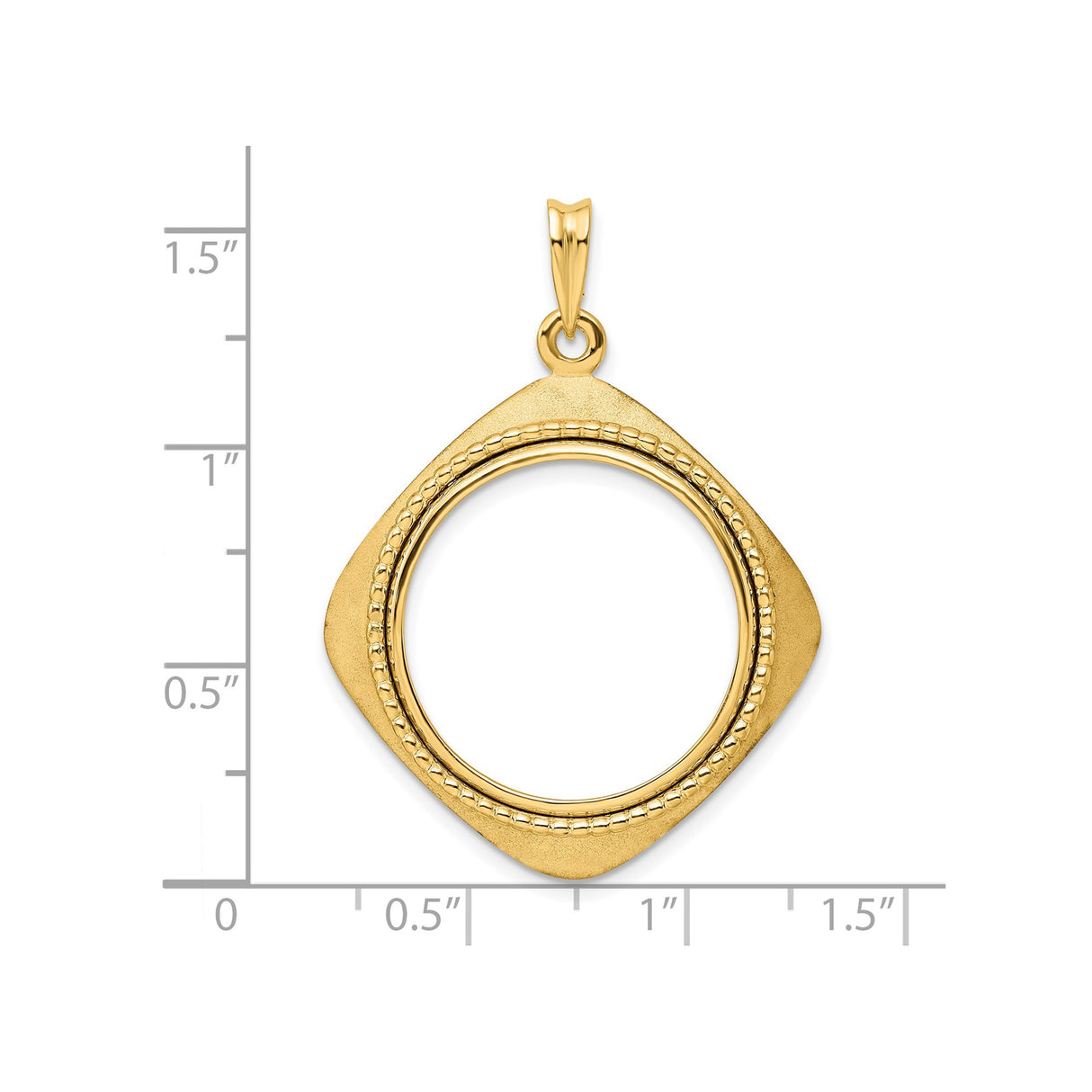 22 mm 14k Yellow Gold coin bezel pendant for US $5 Indian Head Half Eagle — size reference (ruler)