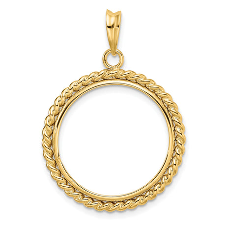 22 mm 14k Yellow Gold coin bezel pendant for US $5 Indian Head Half Eagle — alternate view