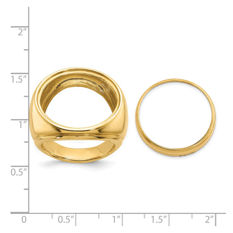 22 mm 14k Yellow Gold coin bezel ring for US $5 Indian Head Half Eagle — size reference (ruler)