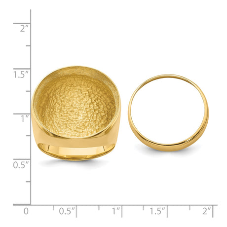 22 mm 14k Yellow Gold coin bezel ring for US $5 Indian Head Half Eagle — size reference (ruler)