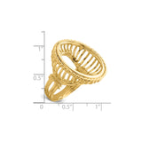 22 mm 14k Yellow Gold coin bezel ring for US $5 Indian Head Half Eagle — size reference (ruler)