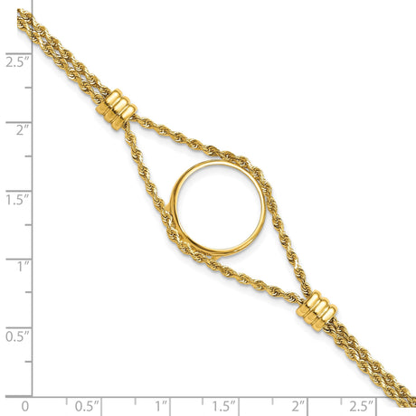 18 mm 14k Yellow Gold coin bezel bracelet for US $2.50 Indian Head Quarter Eagle — size reference (ruler)