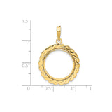 18 mm 14k Yellow Gold coin bezel pendant for US $2.50 Indian Head Quarter Eagle — size reference (ruler)