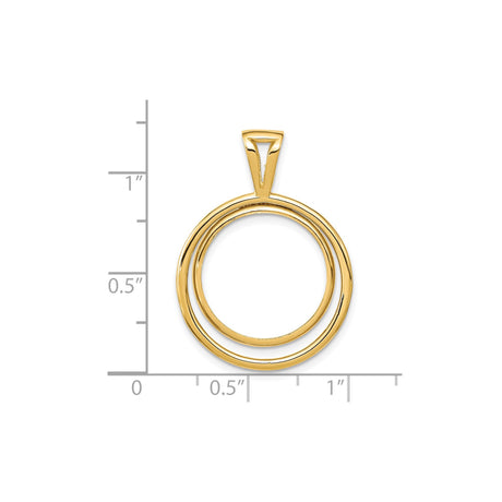 18 mm 14k Yellow Gold coin bezel pendant for US $2.50 Indian Head Quarter Eagle — size reference (ruler)