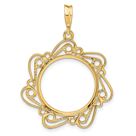 18 mm 14k Yellow Gold coin bezel pendant for US $2.50 Indian Head Quarter Eagle — additional image