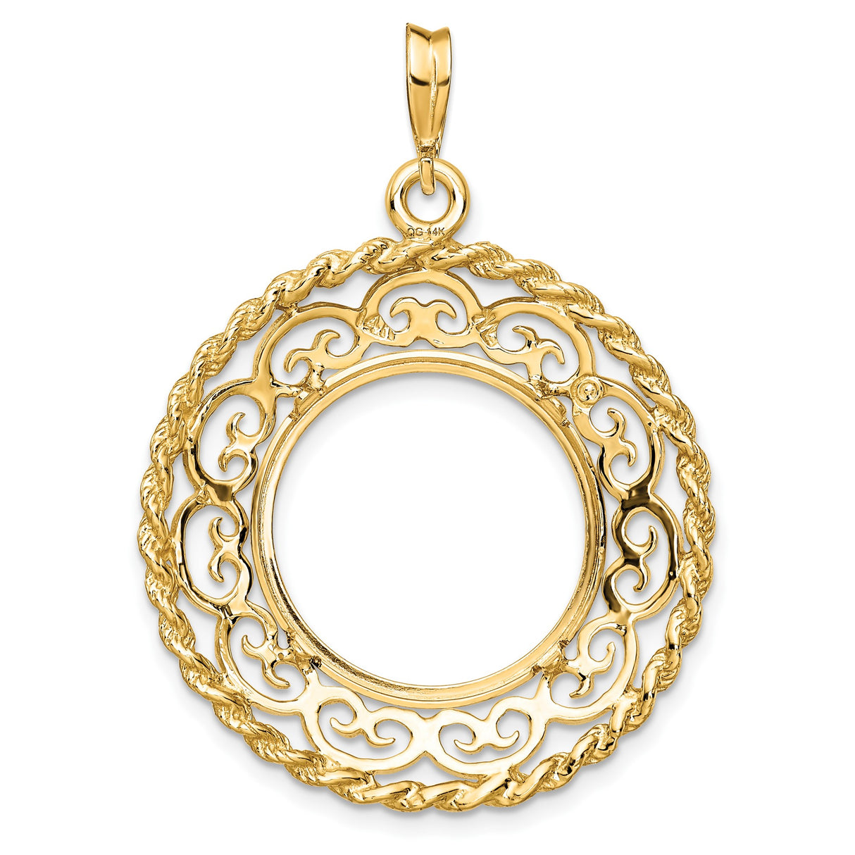 18 mm 14k Yellow Gold coin bezel pendant for US $2.50 Indian Head Quarter Eagle — additional image