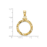 18 mm 14k Yellow Gold coin bezel pendant for US $2.50 Indian Head Quarter Eagle — size reference (ruler)
