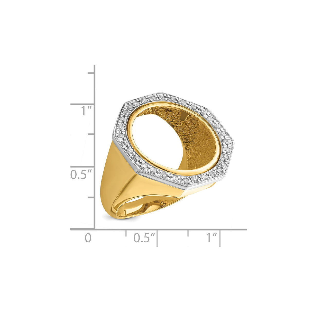 18 mm 14k Multi-Tone Gold coin bezel ring for US $2.50 Indian Head Quarter Eagle — size reference (ruler)