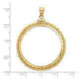 34 mm 14k Yellow Gold coin bezel pendant for US $20 Liberty Head Double Eagle — size reference (ruler)