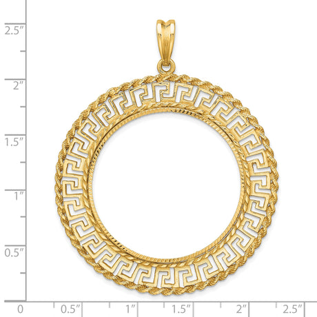 34 mm 14k Yellow Gold coin bezel pendant for US $20 Liberty Head Double Eagle — size reference (ruler)