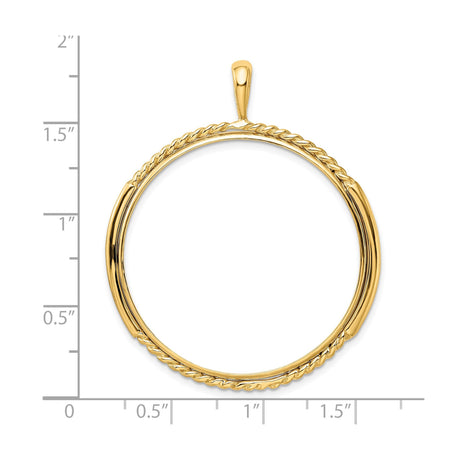 34 mm 14k Yellow Gold coin bezel pendant for US $20 Liberty Head Double Eagle — size reference (ruler)