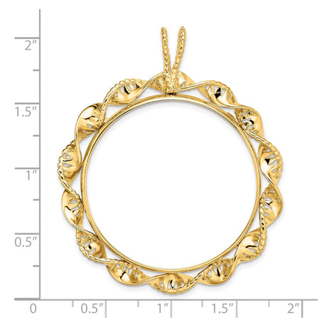 34 mm 14k Yellow Gold coin bezel pendant for US $20 Liberty Head Double Eagle — size reference (ruler)