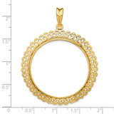 34 mm 14k Yellow Gold coin bezel pendant for US $20 Liberty Head Double Eagle — size reference (ruler)
