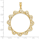 34 mm 14k Yellow Gold coin bezel pendant for US $20 Liberty Head Double Eagle — size reference (ruler)