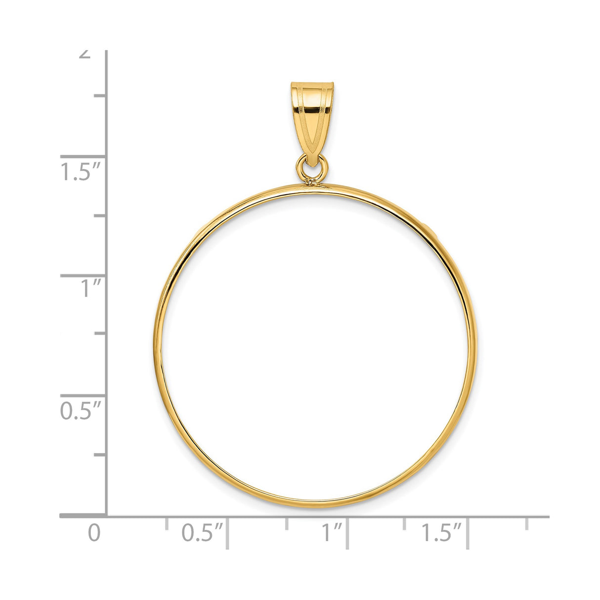 34 mm 14k Yellow Gold coin bezel pendant for US $20 Liberty Head Double Eagle — size reference (ruler)