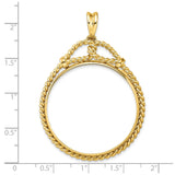 34 mm 14k Yellow Gold coin bezel pendant for US $20 Liberty Head Double Eagle — size reference (ruler)