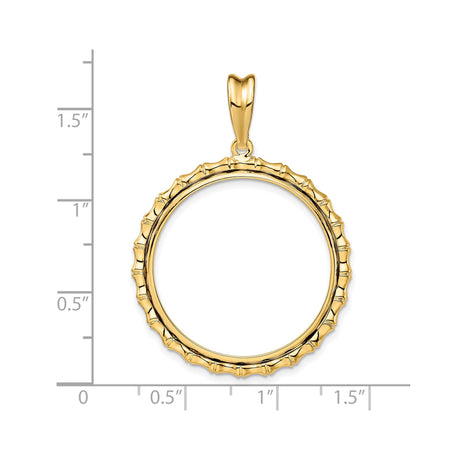 27 mm 14k Yellow Gold coin bezel pendant for US $10 Liberty Head Eagle — size reference (ruler)