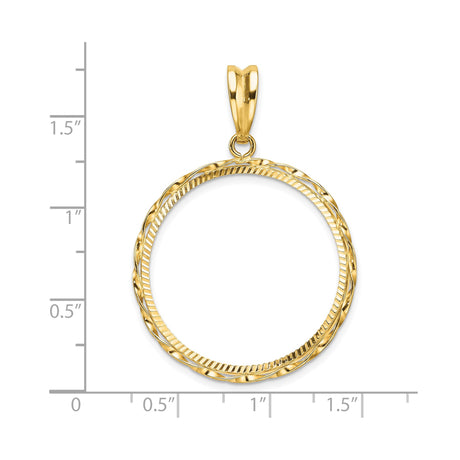 27 mm 14k Yellow Gold coin bezel pendant for US $10 Liberty Head Eagle — size reference (ruler)