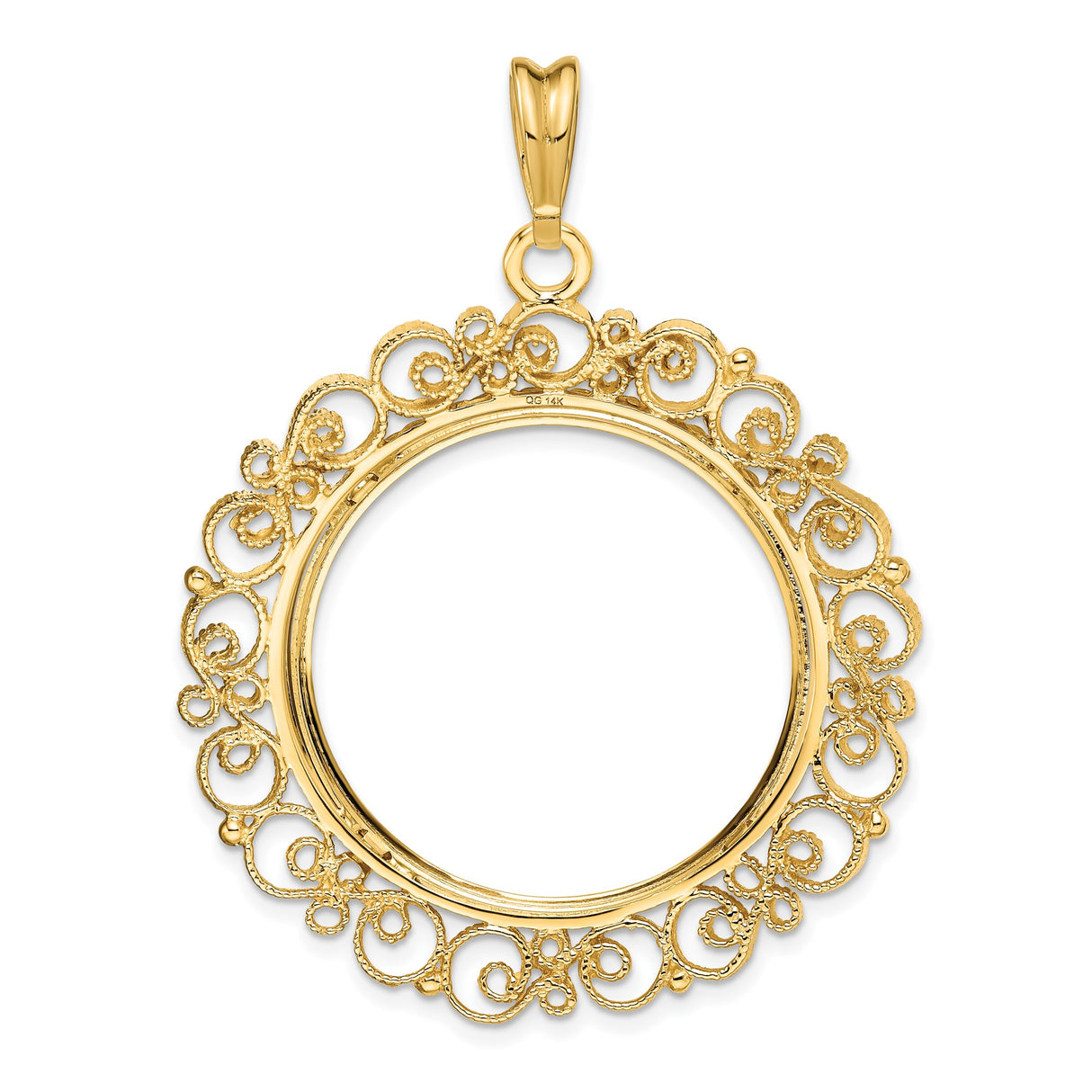 27 mm 14k Yellow Gold coin bezel pendant for US $10 Liberty Head Eagle — additional image