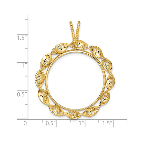 27 mm 14k Yellow Gold coin bezel pendant for US $10 Liberty Head Eagle — size reference (ruler)