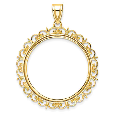 27 mm 14k Yellow Gold coin bezel pendant for US $10 Liberty Head Eagle