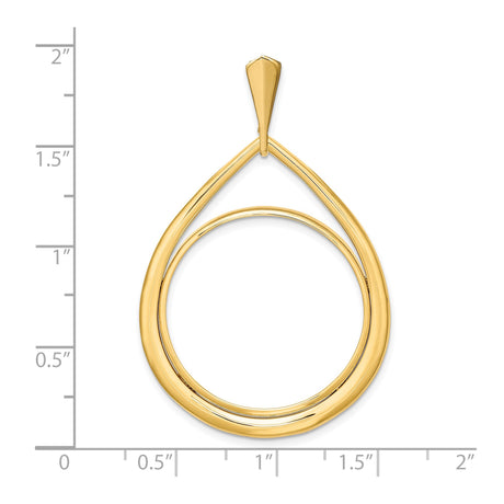 27 mm 14k Yellow Gold coin bezel pendant for US $10 Liberty Head Eagle — size reference (ruler)
