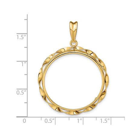 27 mm 14k Yellow Gold coin bezel pendant for US $10 Liberty Head Eagle — size reference (ruler)
