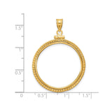 27 mm 14k Yellow Gold coin bezel pendant for US $10 Liberty Head Eagle — size reference (ruler)