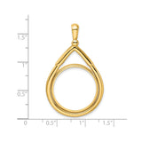 22 mm 14k Yellow Gold coin bezel pendant for US $5 Liberty Head Half Eagle — size reference (ruler)