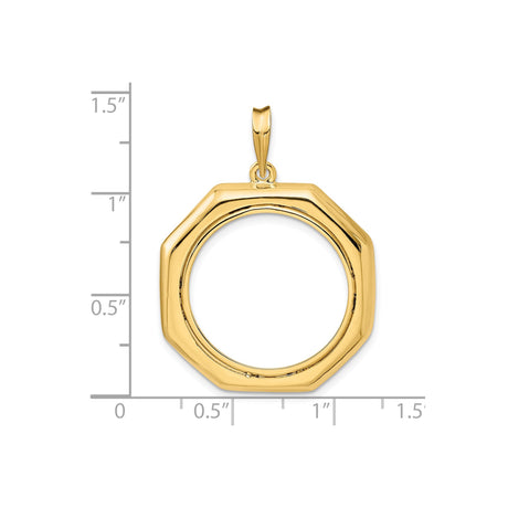 22 mm 14k Yellow Gold coin bezel pendant for US $5 Liberty Head Half Eagle — size reference (ruler)