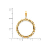 22 mm 14k Yellow Gold coin bezel pendant for US $5 Liberty Head Half Eagle — size reference (ruler)