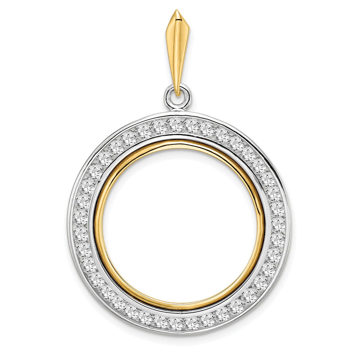 22 mm 14k Multi-Tone Gold coin bezel pendant for US $5 Liberty Head Half Eagle