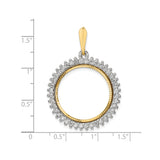 22 mm 14k Multi-Tone Gold coin bezel pendant for US $5 Liberty Head Half Eagle — size reference (ruler)